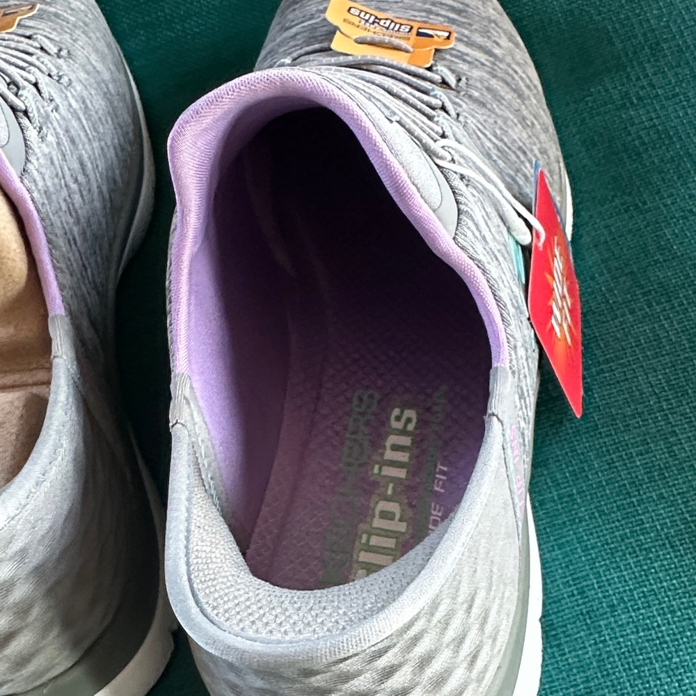 Skechers Women's Gray and White Sneakers - Picture 6 of 8